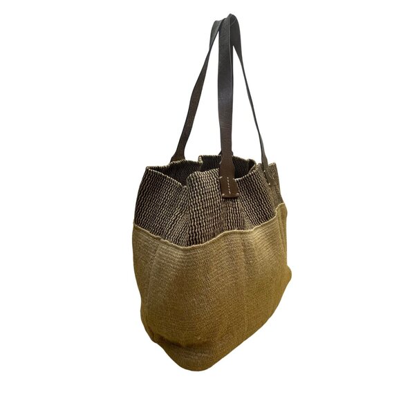 J.Jill Women’s Brown Woven With Leather Straps Casual Tote Bag - Picture 3 of 11